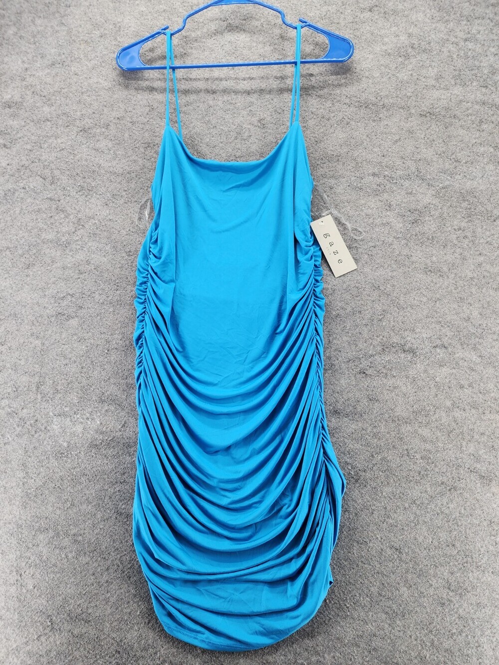 Gaze Dress Womens Large Sleeveless Blue Side Ruched